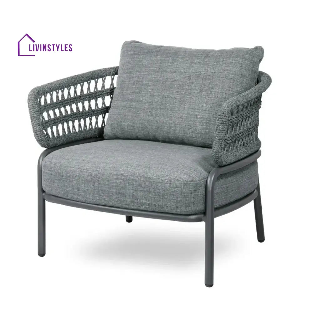 Raelynn Outdoor Rope 4-Piece Patio Sofa Set with Glass Top Table (Grey) - Sofa Set