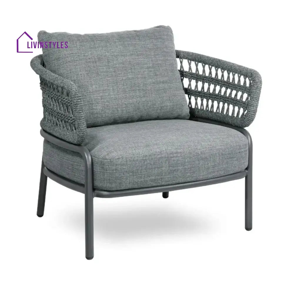Raelynn Outdoor Rope 4-Piece Patio Sofa Set with Glass Top Table (Grey) - Sofa Set