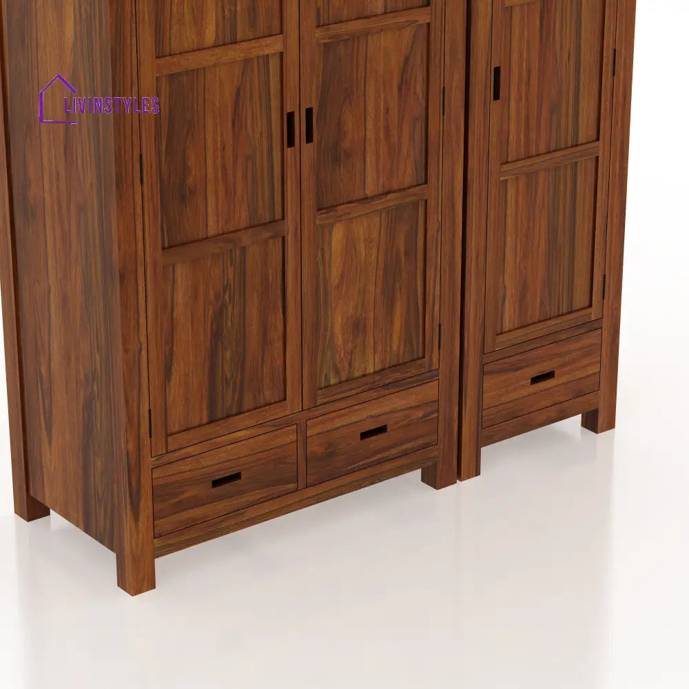 Rafaela Solid Sheesham Wood Dual Wardrobe/Almirah Wardrobe