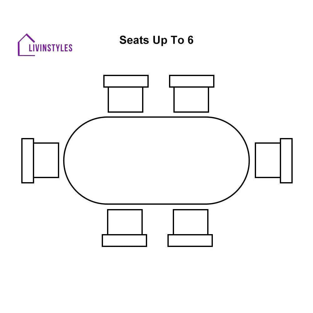 Rafail 6 Seater Dining Table | Marble Top and Wooden Legs