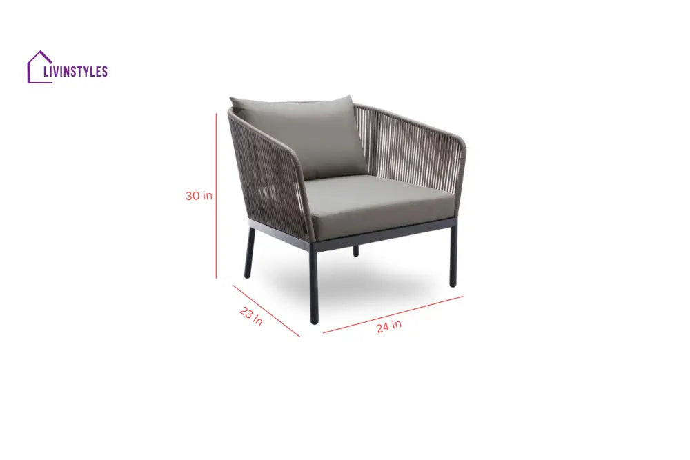 Rafail Outdoor Garden Balcony Sofa Set 3 Seater 2 Single Seater 2 Center Table Set Braid & Rope (Dark Grey) - Sofa Sets