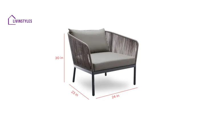 Rafail Outdoor Garden Balcony Sofa Set 3 Seater 2 Single Seater 2 Center Table Set Braid & Rope (Dark Grey) - Sofa Sets