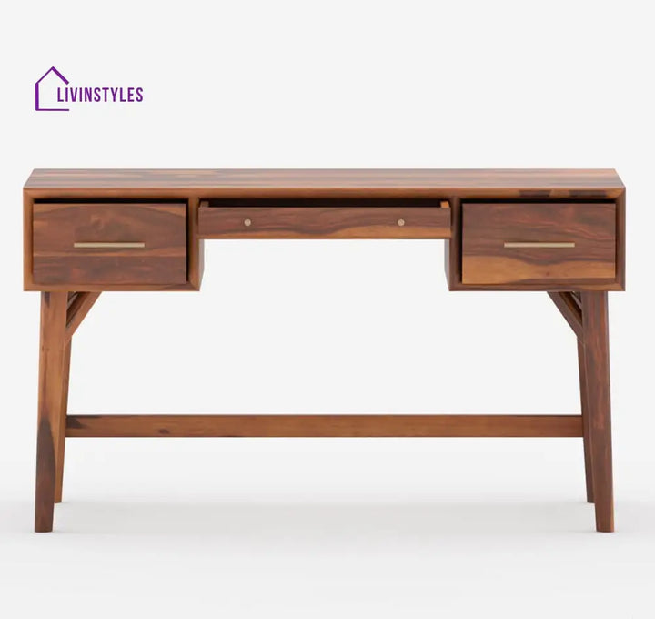 Achava Solid Sheesham Wood Study Table With Drawers