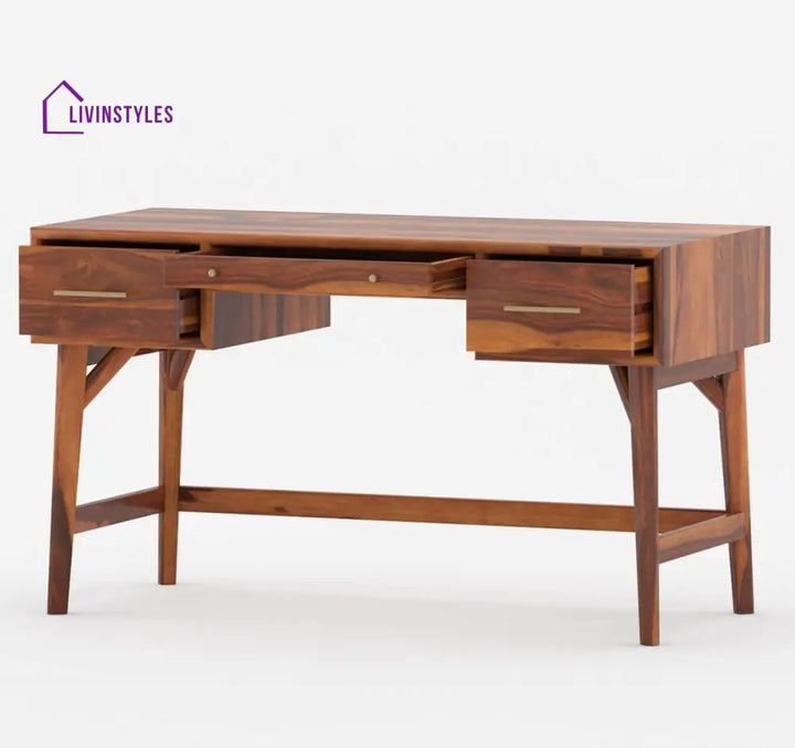 Achava Solid Sheesham Wood Study Table With Drawers
