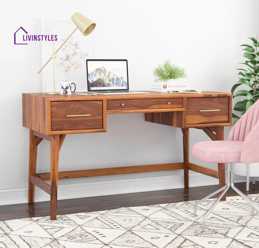 Achava Solid Sheesham Wood Study Table With Drawers