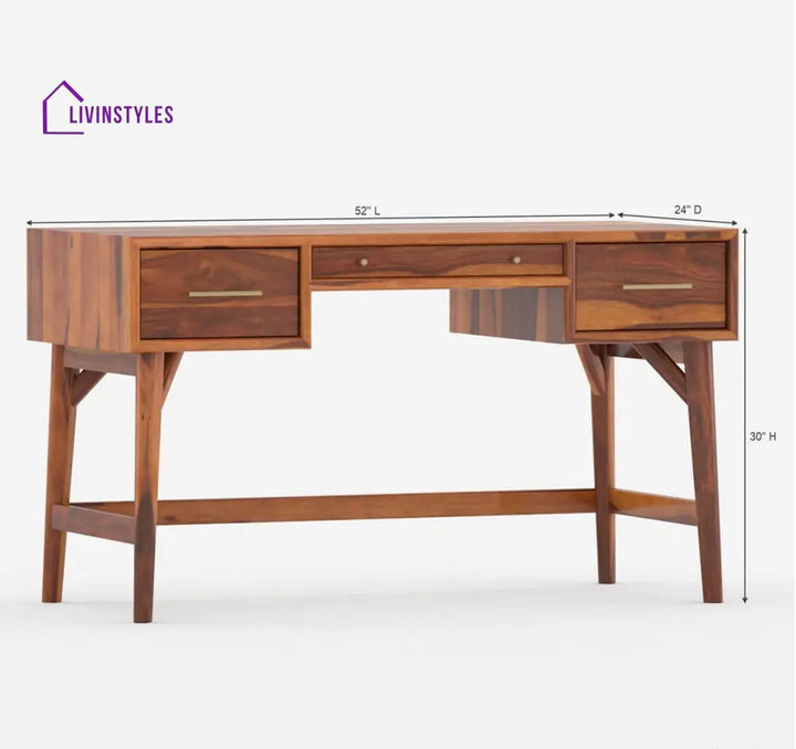 Achava Solid Sheesham Wood Study Table With Drawers