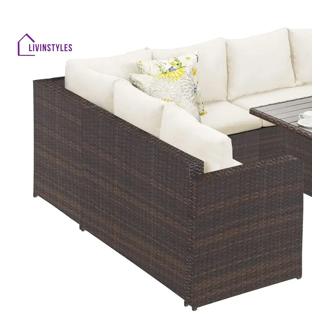 Raffaella 6-Pieces L-Shape Patio Rattan Dining Set - Sofa Set