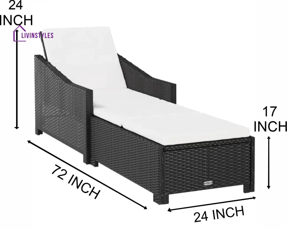 Rafin Outdoor Swimming Poolside Lounger (Black) - Loungers