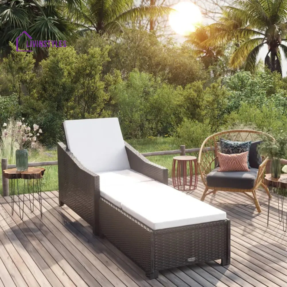 Rafin Outdoor Swimming Poolside Lounger (Black) - Loungers