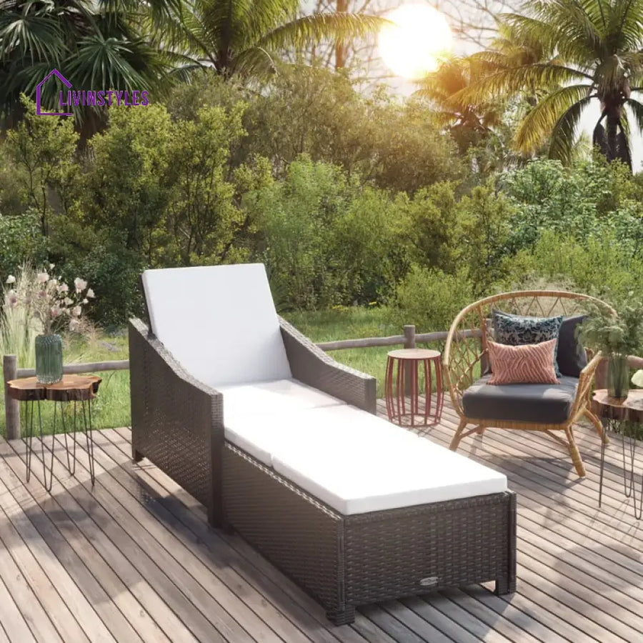 Rafin Outdoor Swimming Poolside Lounger (Black) - Loungers