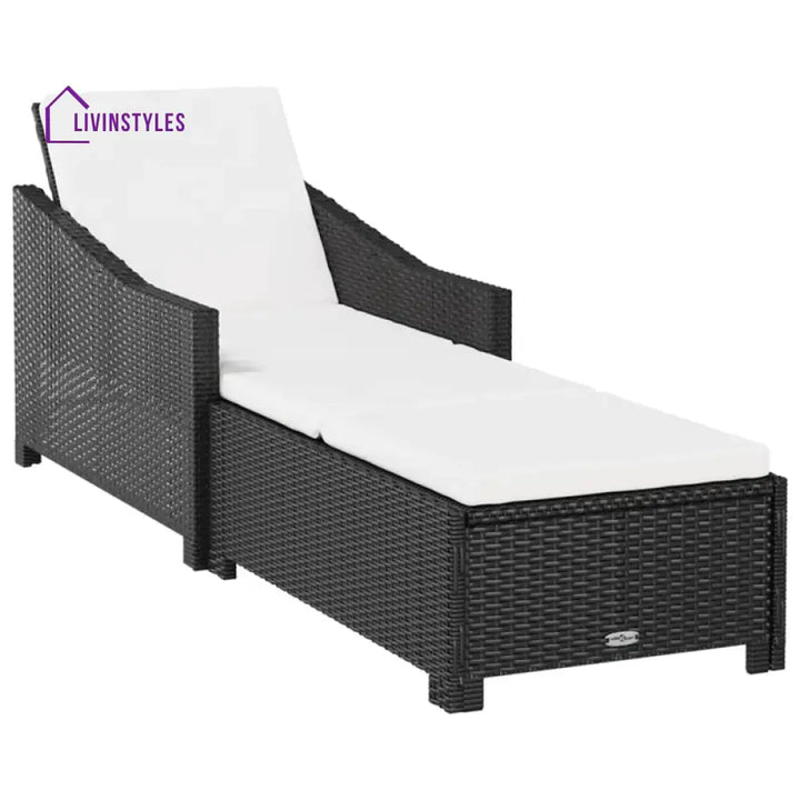Rafin Outdoor Swimming Poolside Lounger (Black) - Loungers