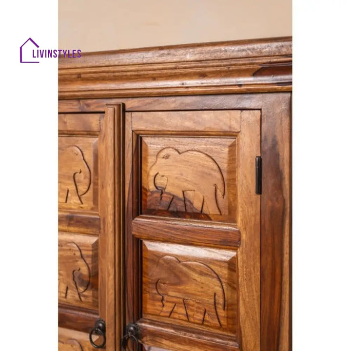 Raghav Gajraj Cabinet 60x35x90 CM | Book Storage (Honey Finish)