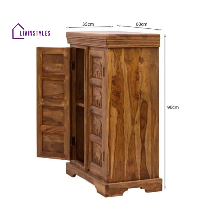 Raghav Gajraj Cabinet 60x35x90 CM | Book Storage (Honey Finish)