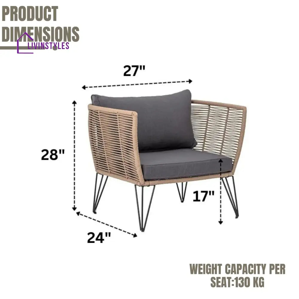 Rahma Outdoor Rope 1 Piece Patio Single Seater Sofa - Sofa Set