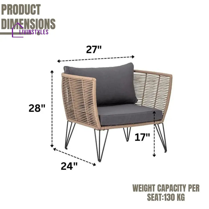 Rahma Outdoor Rope 1 Piece Patio Single Seater Sofa - Sofa Set