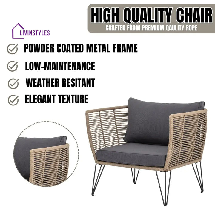 Rahma Outdoor Rope 1 Piece Patio Single Seater Sofa - Sofa Set