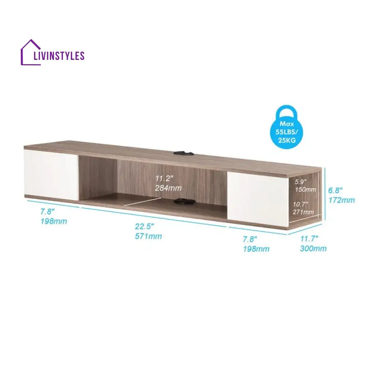 Rain Wall Mounted White Finish Tv Unit Stand for Living Room