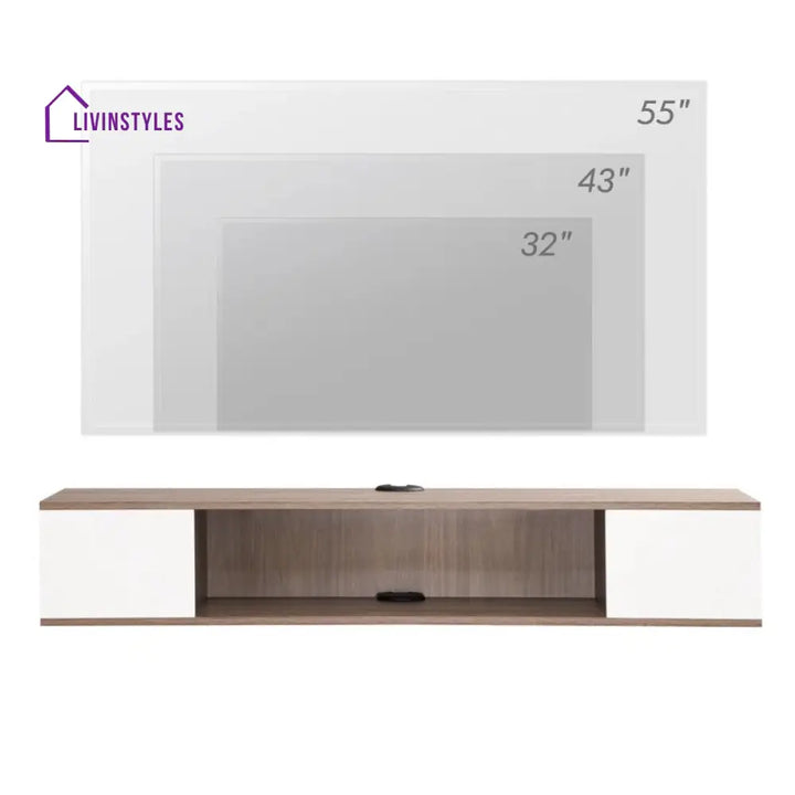 Rain Wall Mounted White Finish Tv Unit Stand for Living Room