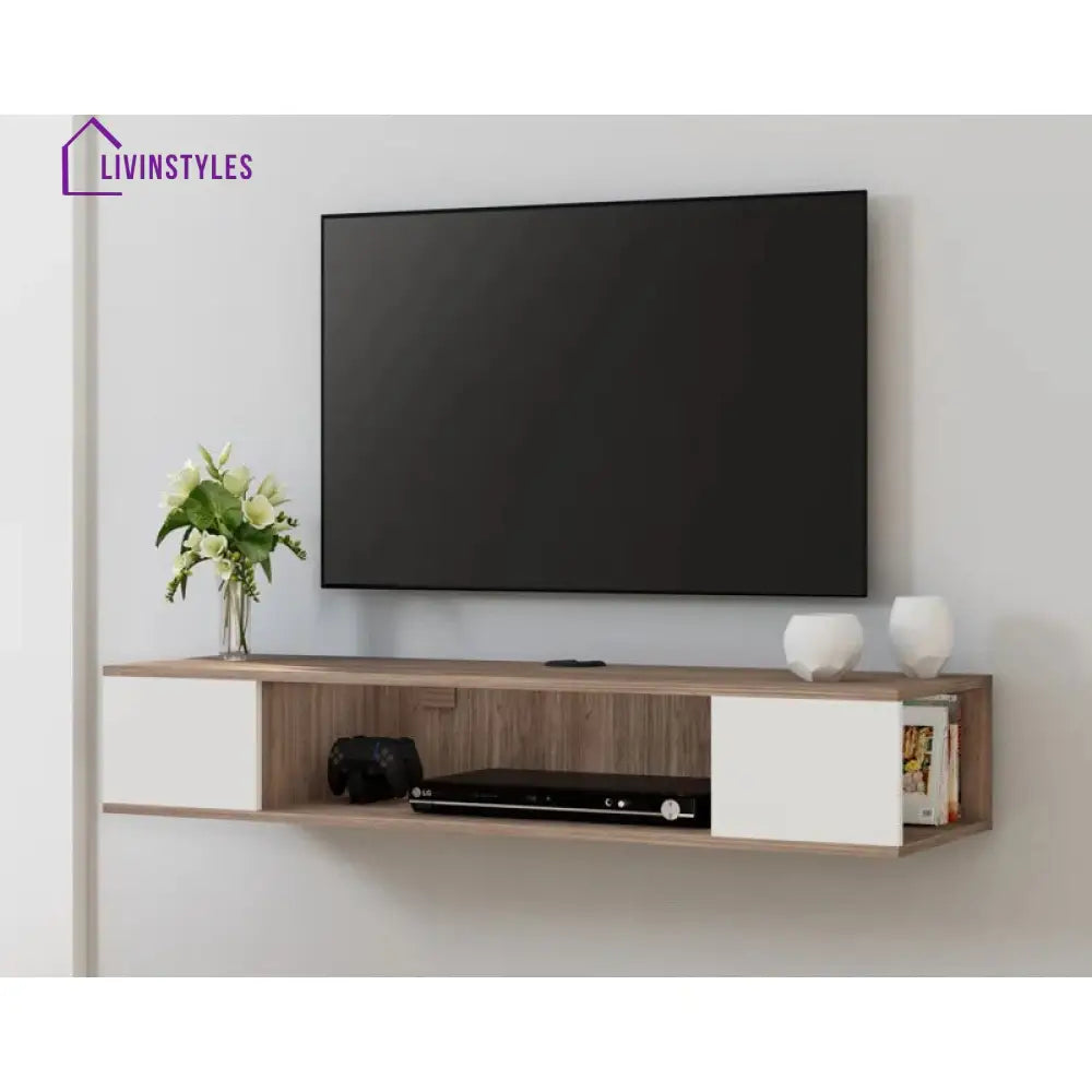 Rain Wall Mounted White Finish Tv Unit Stand for Living Room