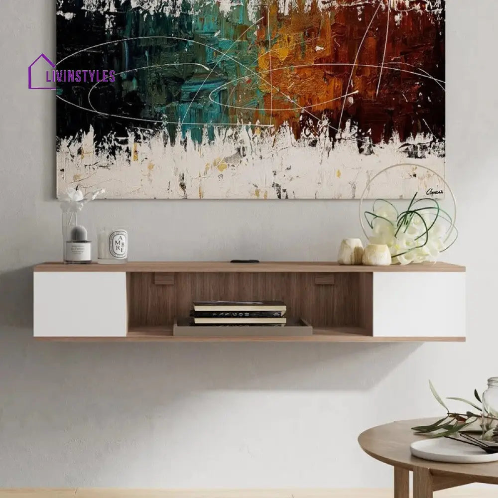 Rain Wall Mounted White Finish Tv Unit Stand for Living Room