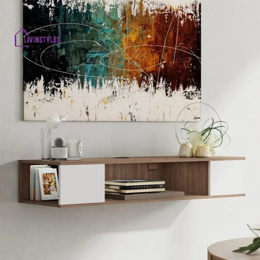 Rain Wall Mounted White Finish Tv Unit Stand for Living Room
