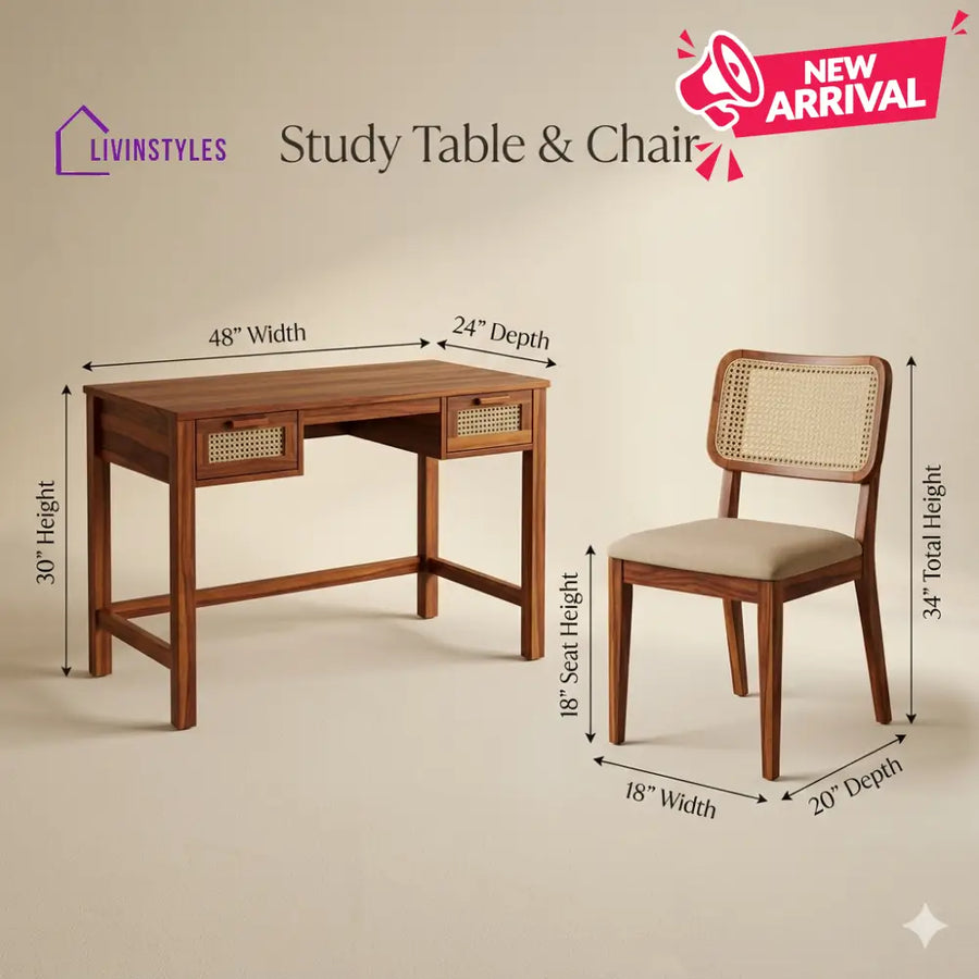 Raisa Sheesham Wood Study Table and Chair Set for Students | Kids | Adults