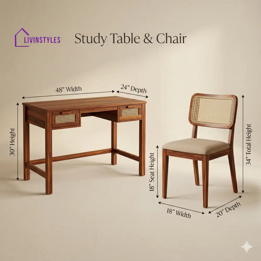 Raisa Sheesham Wood Study Table and Chair Set for Students | Kids | Adults