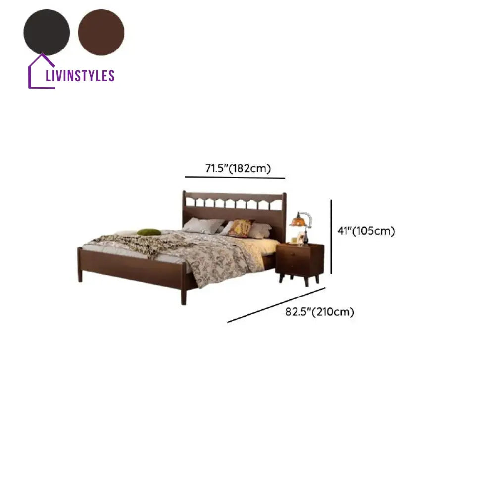 Raisa Solid Walnut Wood Bed for Luxury Homes