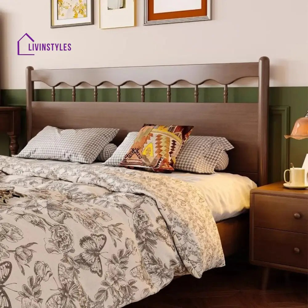 Raisa Solid Walnut Wood Bed for Luxury Homes