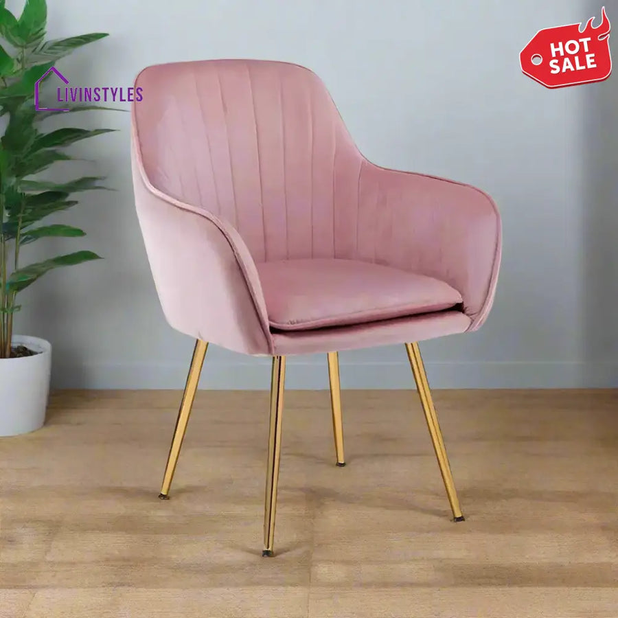 Raisa Velvet Sleek Lounge Chair Pink Furniture