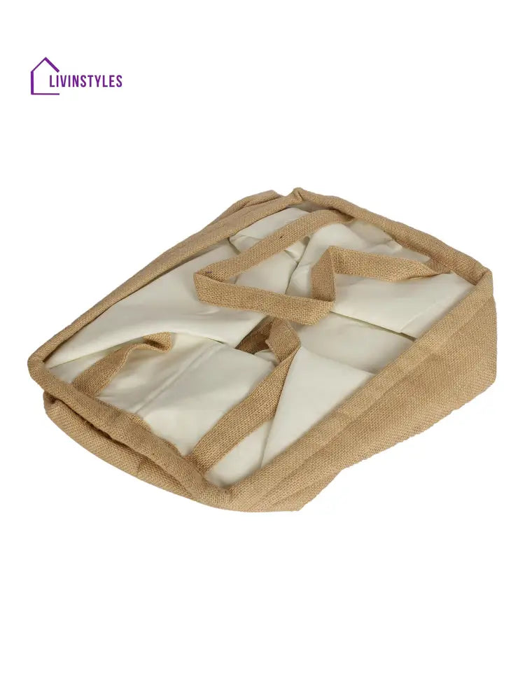 Rajasthan Décor Beige Color Jute Fabric Laundry Bag