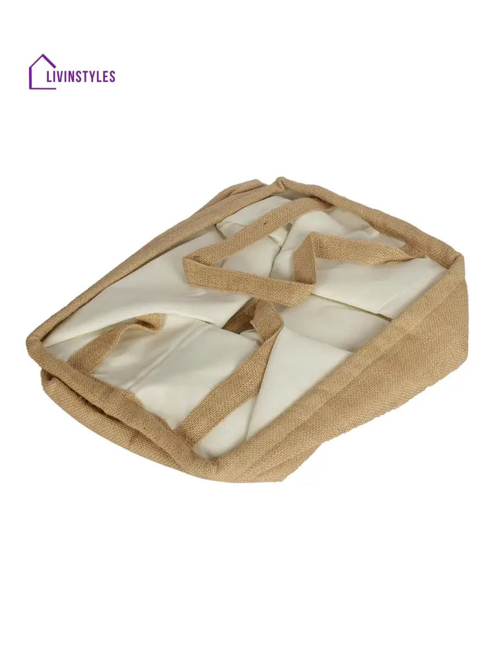 Rajasthan Décor Beige Color Jute Fabric Laundry Bag