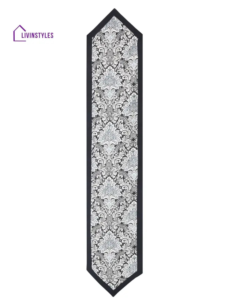Rajasthan Décor Black And White Coloured Ethnic Motifs Cotton Table Cover
