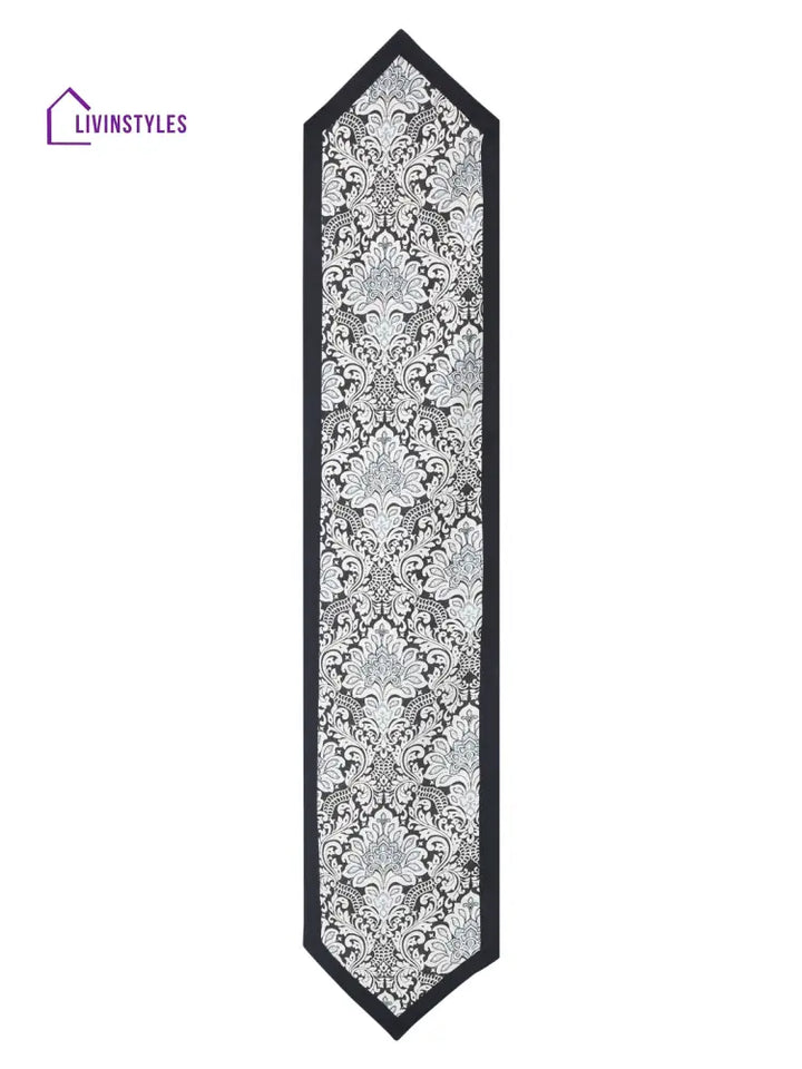 Rajasthan Décor Black And White Coloured Ethnic Motifs Cotton Table Cover