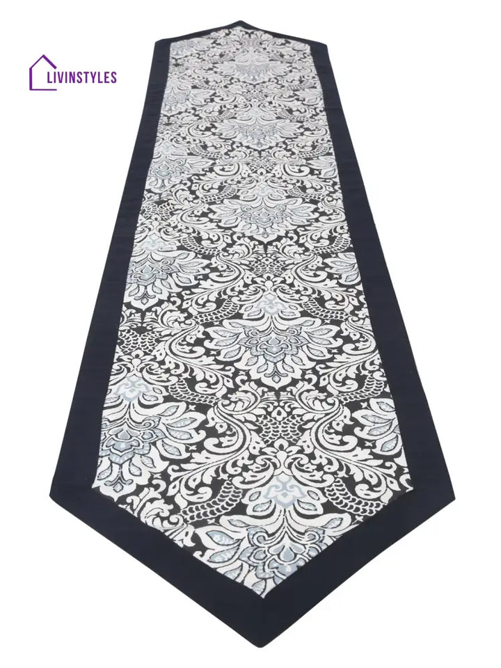 Rajasthan Décor Black And White Coloured Ethnic Motifs Cotton Table Cover