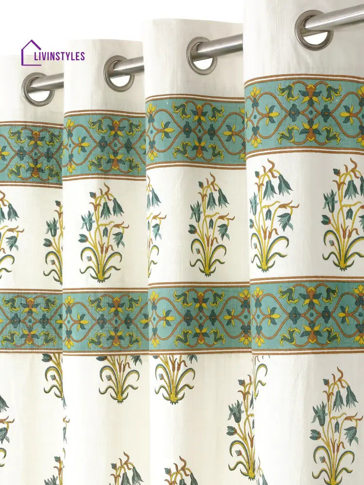 Rajasthan Decor Cotton Metallic Print Set Of 2 Window Curtain (47X62 Inch)