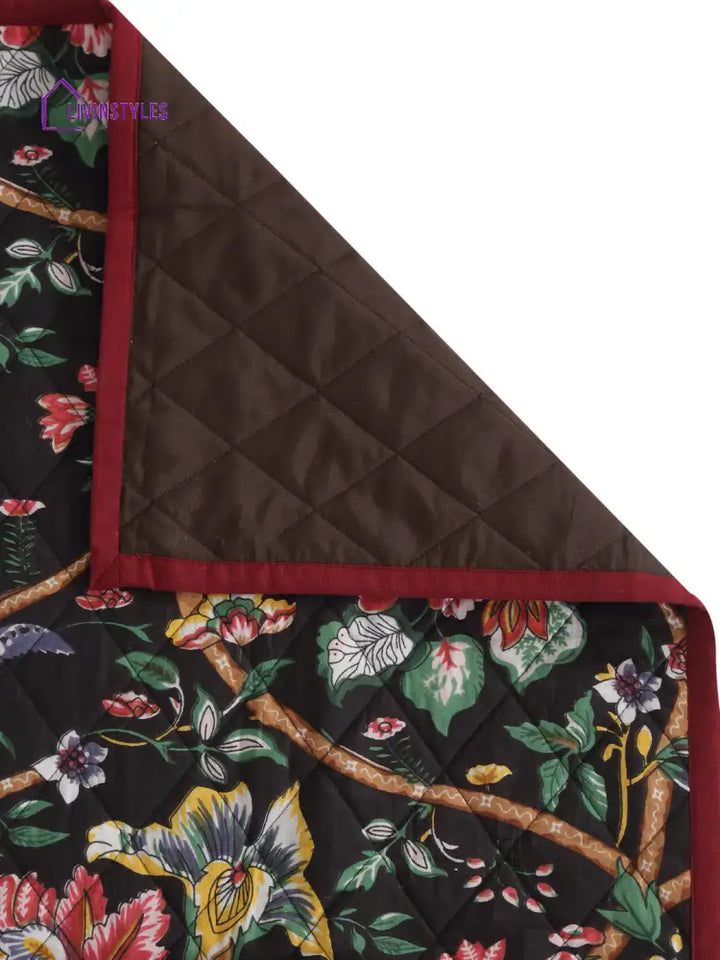 Rajasthan Decor Quilted Black Color 3 Seater Sofa Cover