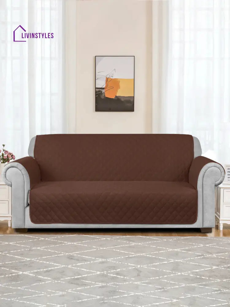 Rajasthan Decor Quilted Brown Color 2 Seater Sofa Cover