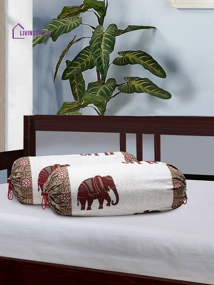 Rajasthan Décor Screen Print Cotton Bolster Covers Set Of 2