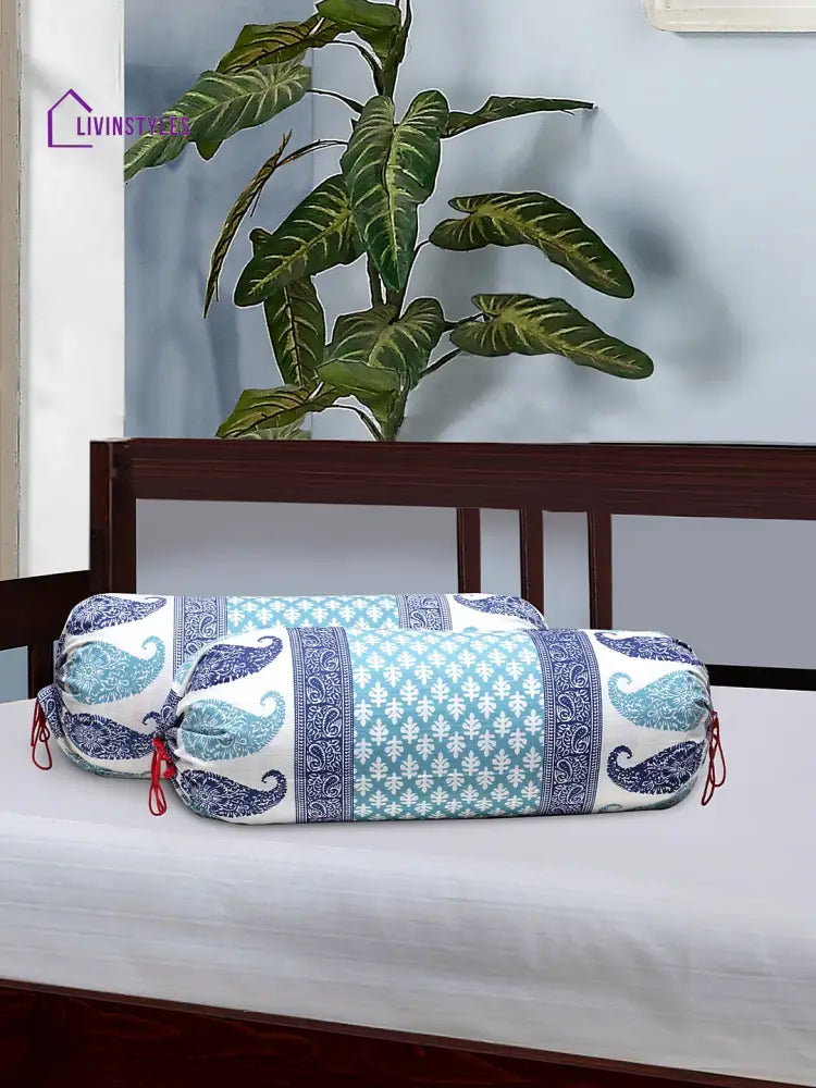 Rajasthan Décor Screen Print Cotton Bolster Covers Set Of 2