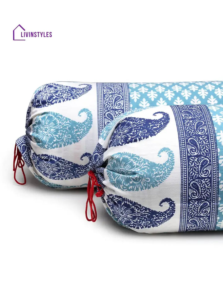 Rajasthan Décor Screen Print Cotton Bolster Covers Set Of 2