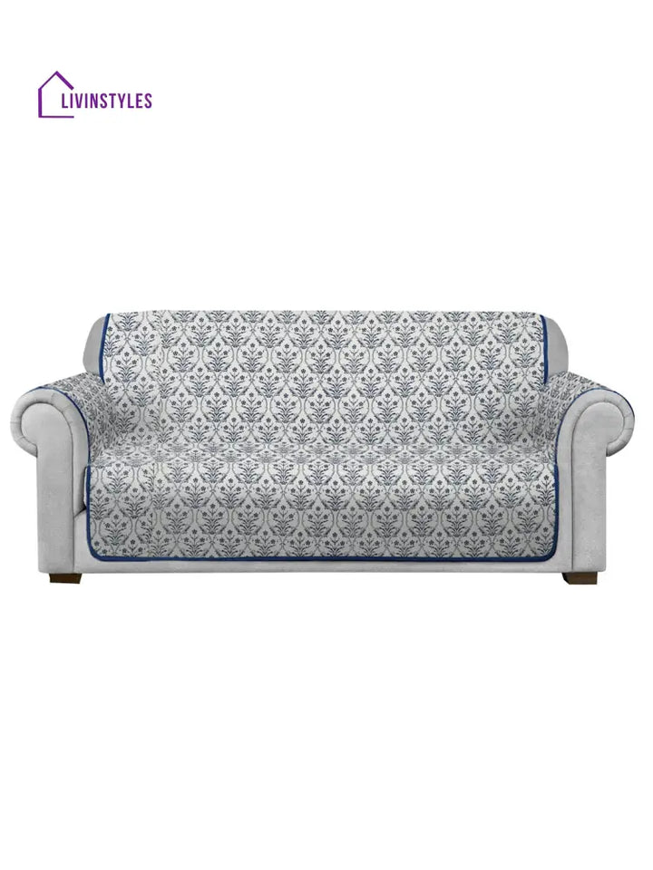 Rajasthan Decor Screen Print Quilted Floral 3 Seater Sofa Cover