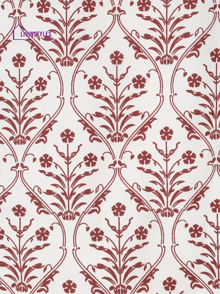 Rajasthan Décor White And Red Coloured Ethnic Motifs Cotton Table Cover