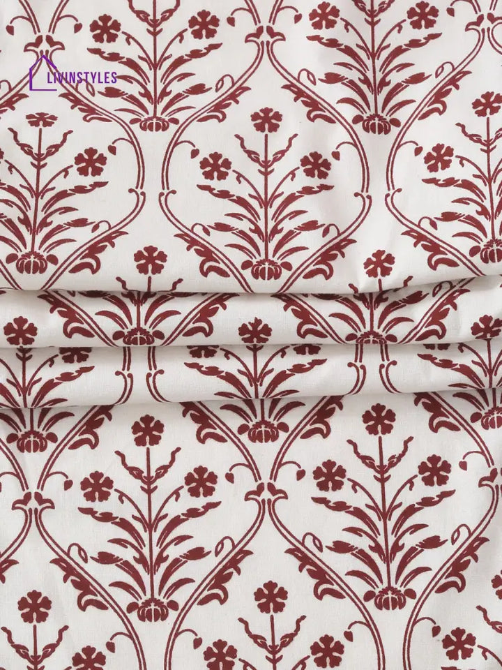 Rajasthan Décor White And Red Coloured Ethnic Motifs Cotton Table Cover
