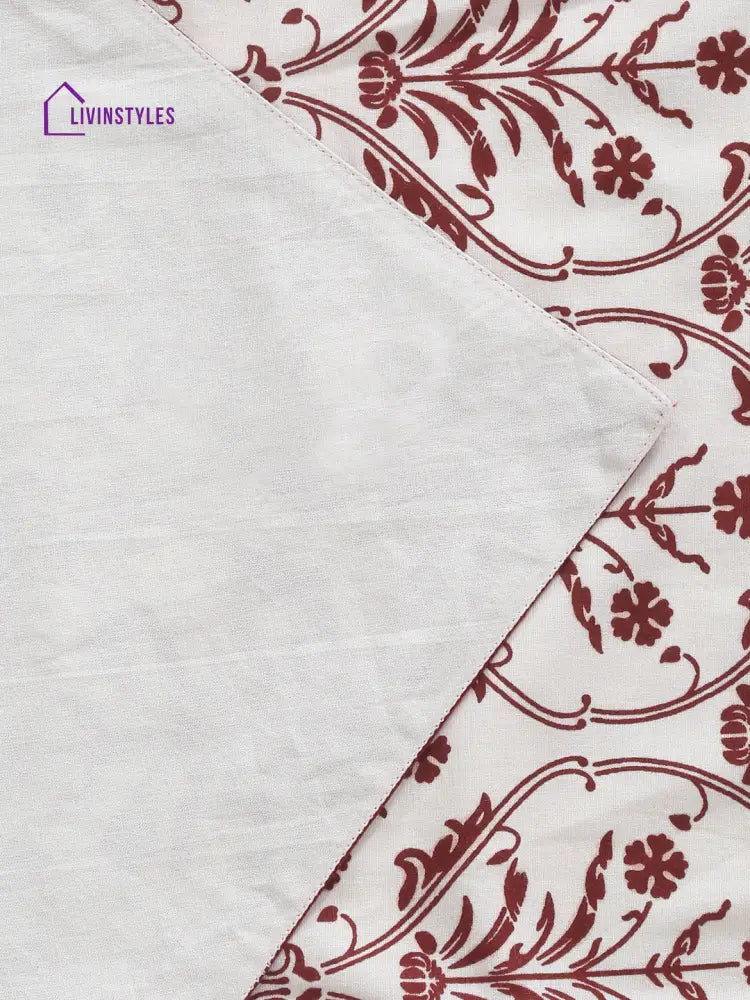 Rajasthan Décor White And Red Coloured Ethnic Motifs Cotton Table Cover