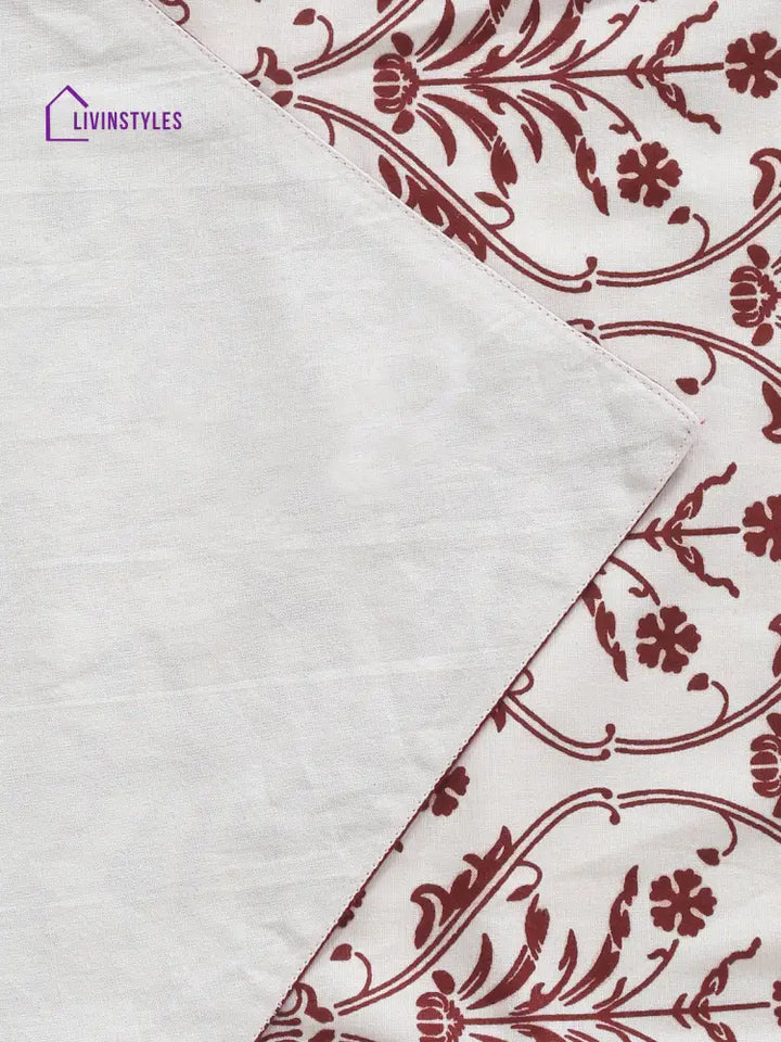 Rajasthan Décor White And Red Coloured Ethnic Motifs Cotton Table Cover