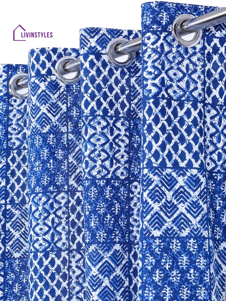 Rajsthan Decor Screen Print Cotton Floral Door Curtain Set Of 2 (51X85 Inch)