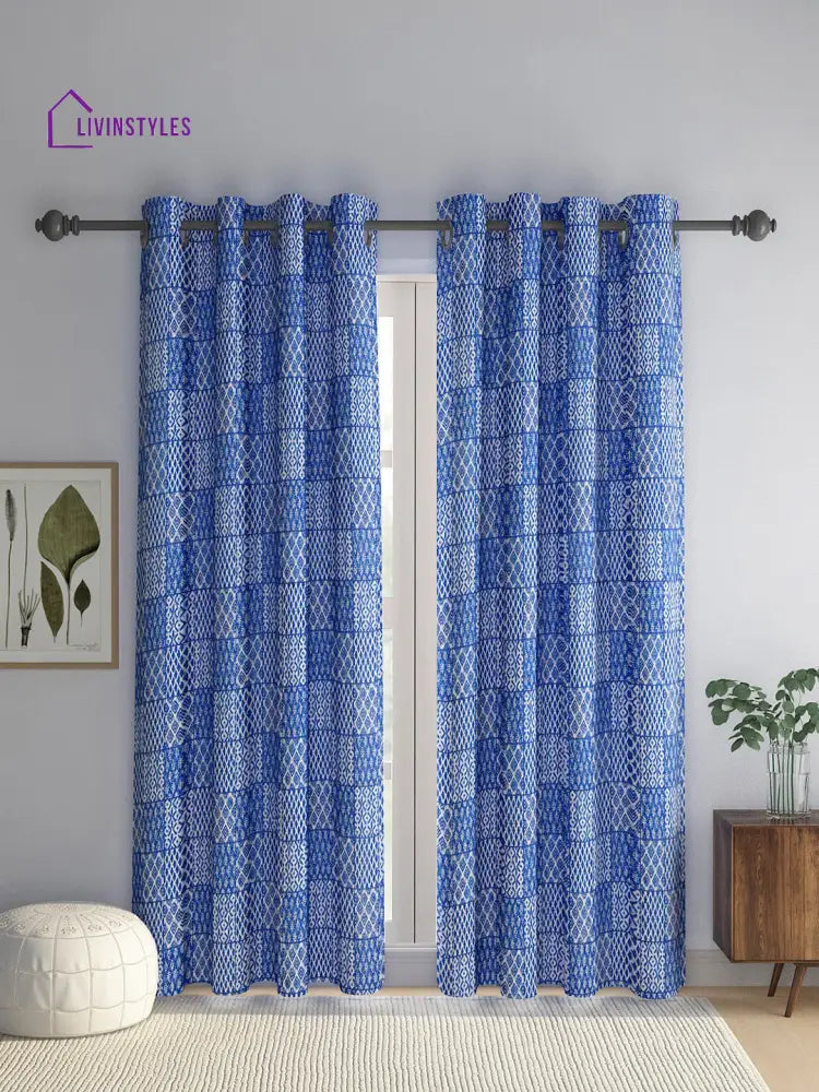 Rajsthan Decor Screen Print Cotton Floral Door Curtain Set Of 2 (51X85 Inch)