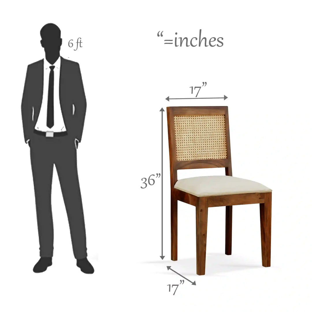 Susana Rattan Solid Wood Cane Study Table With Chair