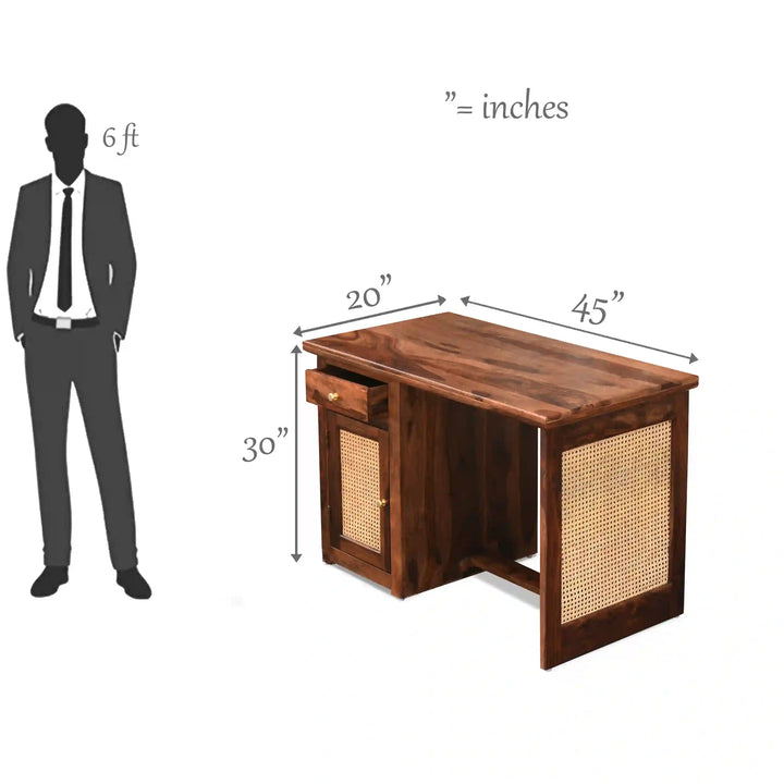 Teresa Rattan Sheesham Wood Cane Study Table